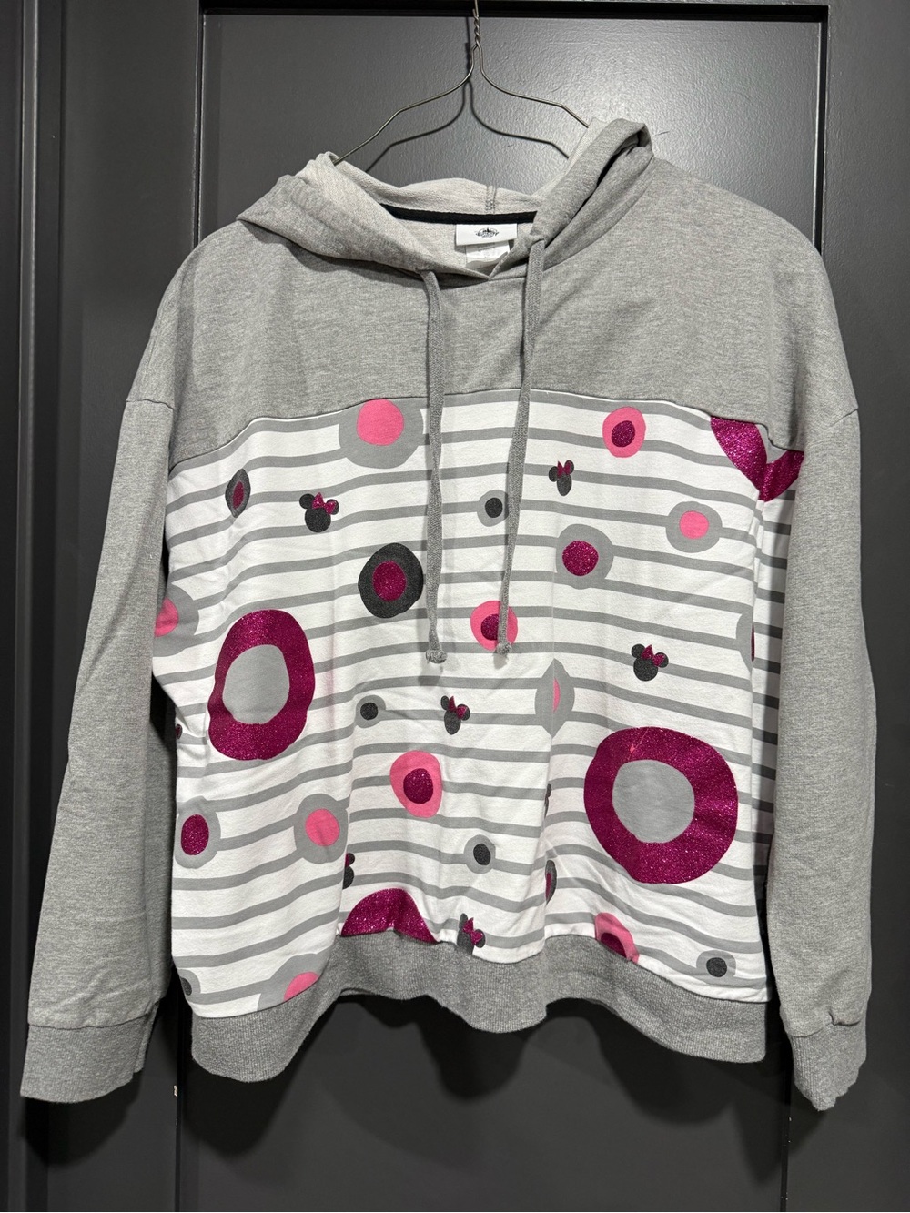 Disney Gray Hoodie with Pink and Magenta Circle Print